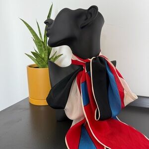 Vintage 1970s Usna geometric colour block silk skinny scarf